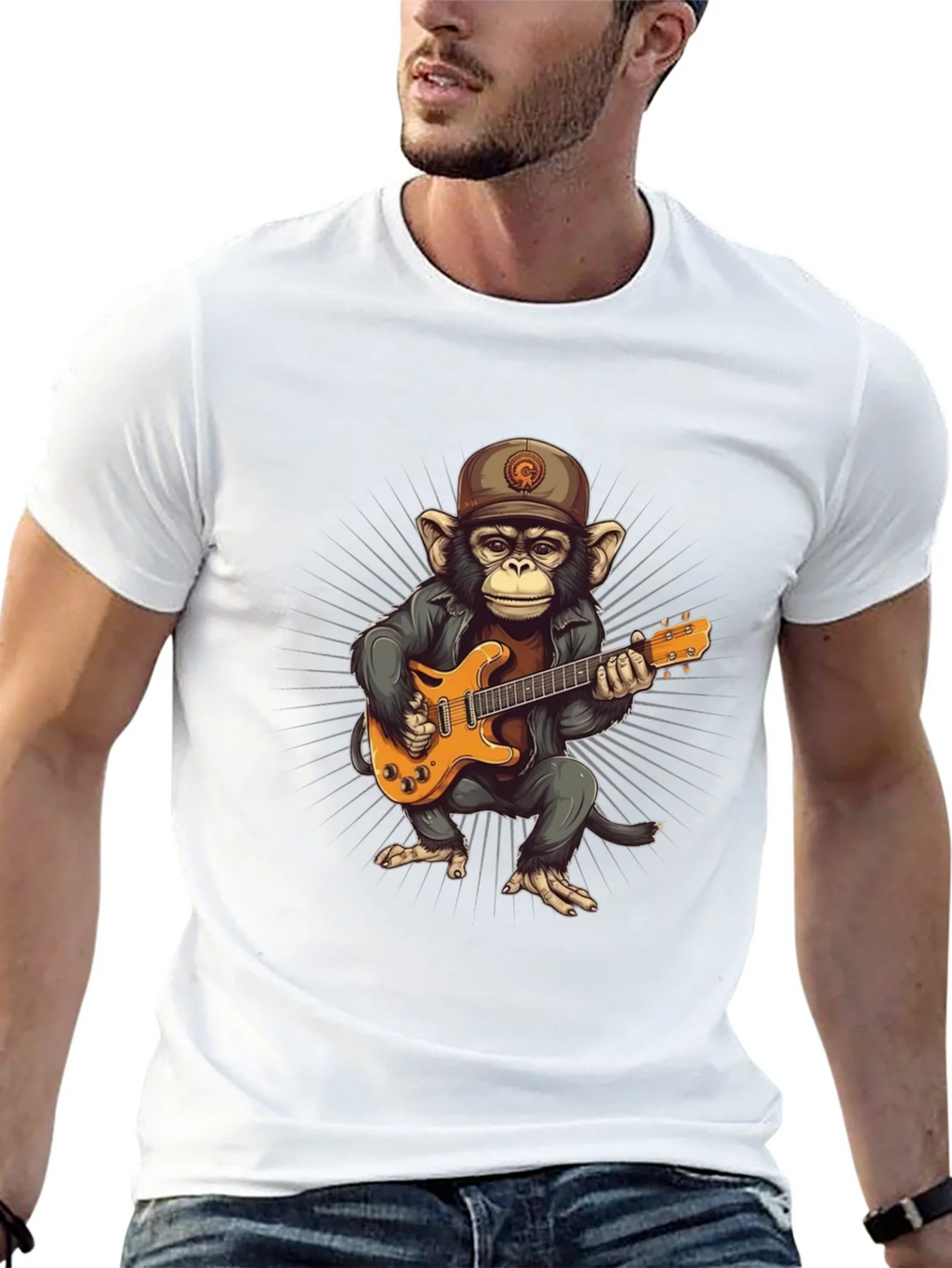 Monkey Guitarist Graphic T-Shirt product image 12