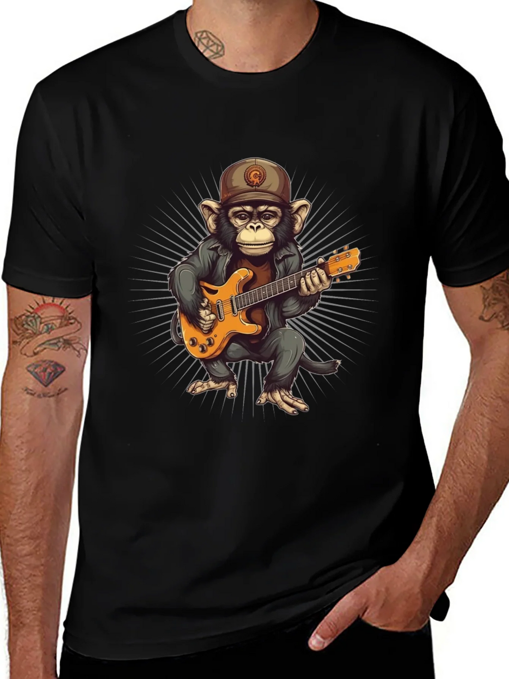 Monkey Guitarist Graphic T-Shirt product image 1