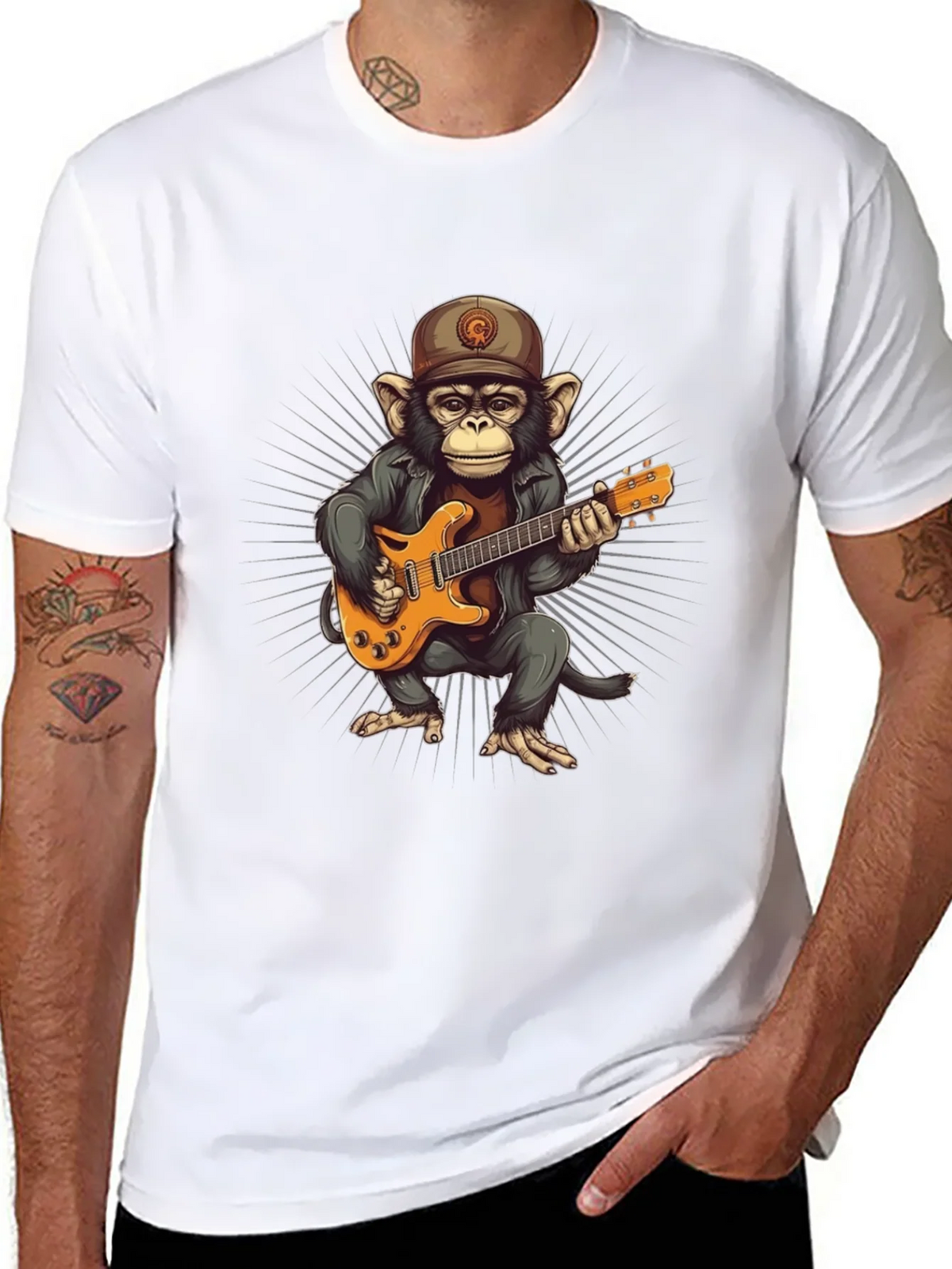 Monkey Guitarist Graphic T-Shirt product image 7