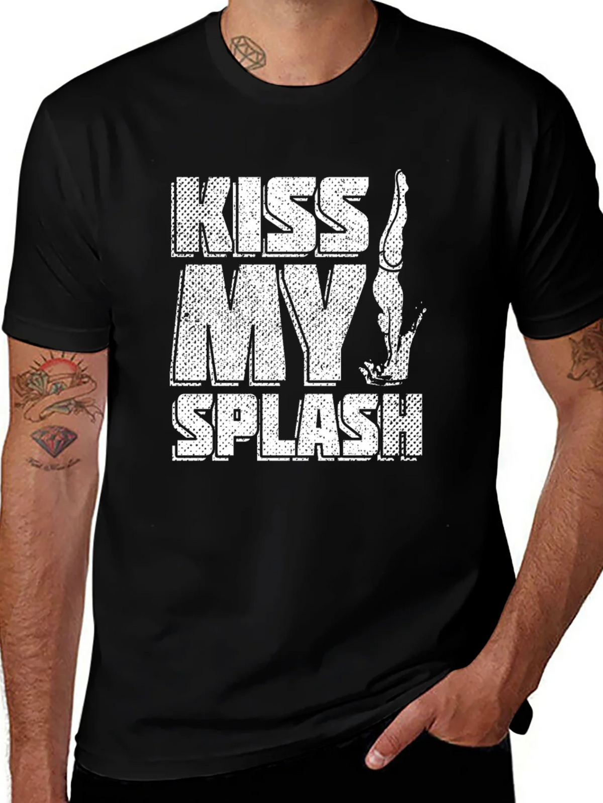 Kiss My Splash Diver Black Graphic T-Shirt product image 1