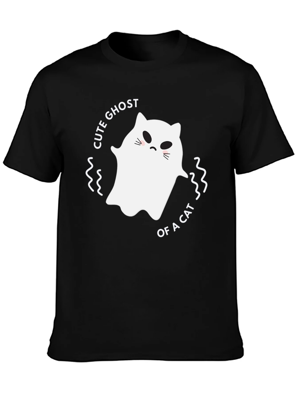 Cute Ghost of a Cat Black T-Shirt product image 3