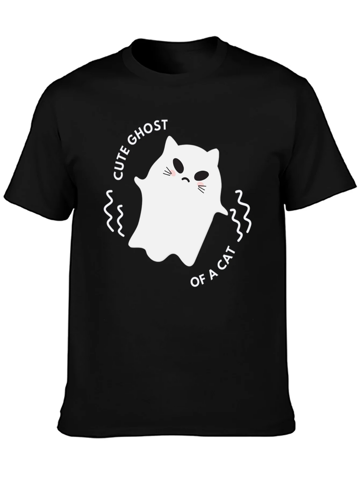 Cute Ghost of a Cat Black T-Shirt product image 3
