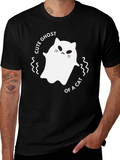 Cute Ghost of a Cat Black T-Shirt product image 1