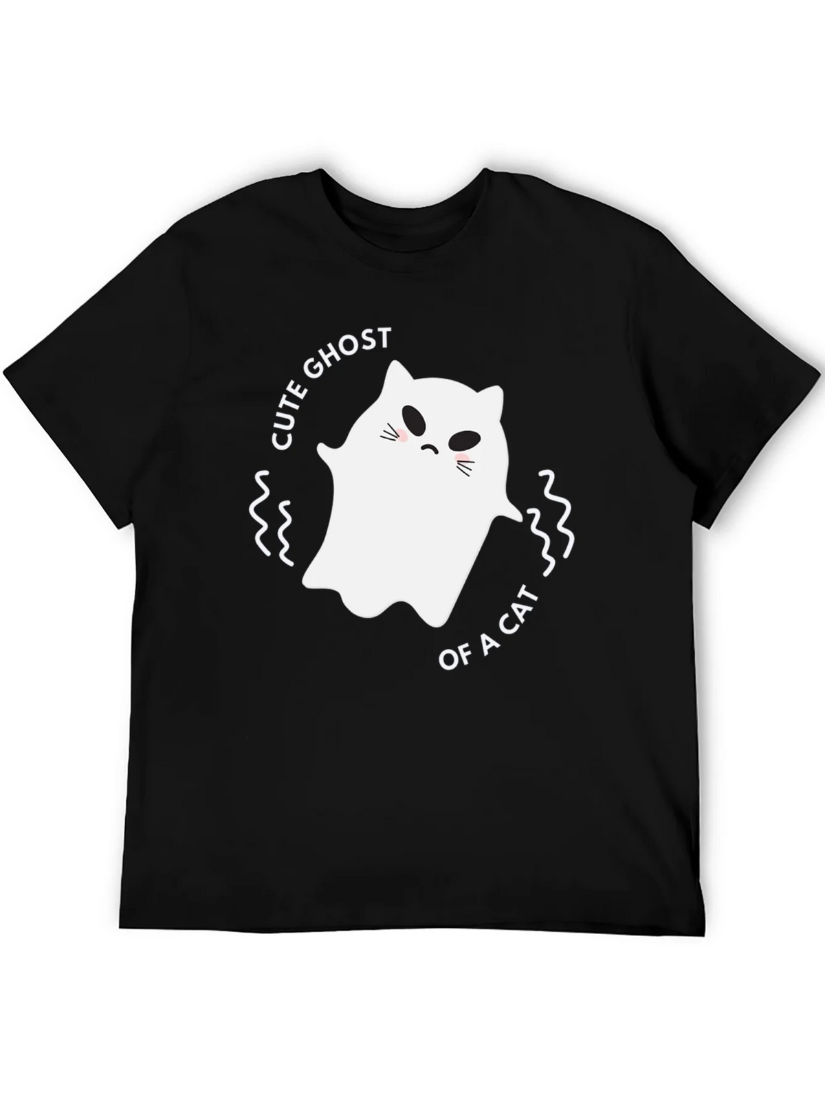 Cute Ghost of a Cat Black T-Shirt product image 4