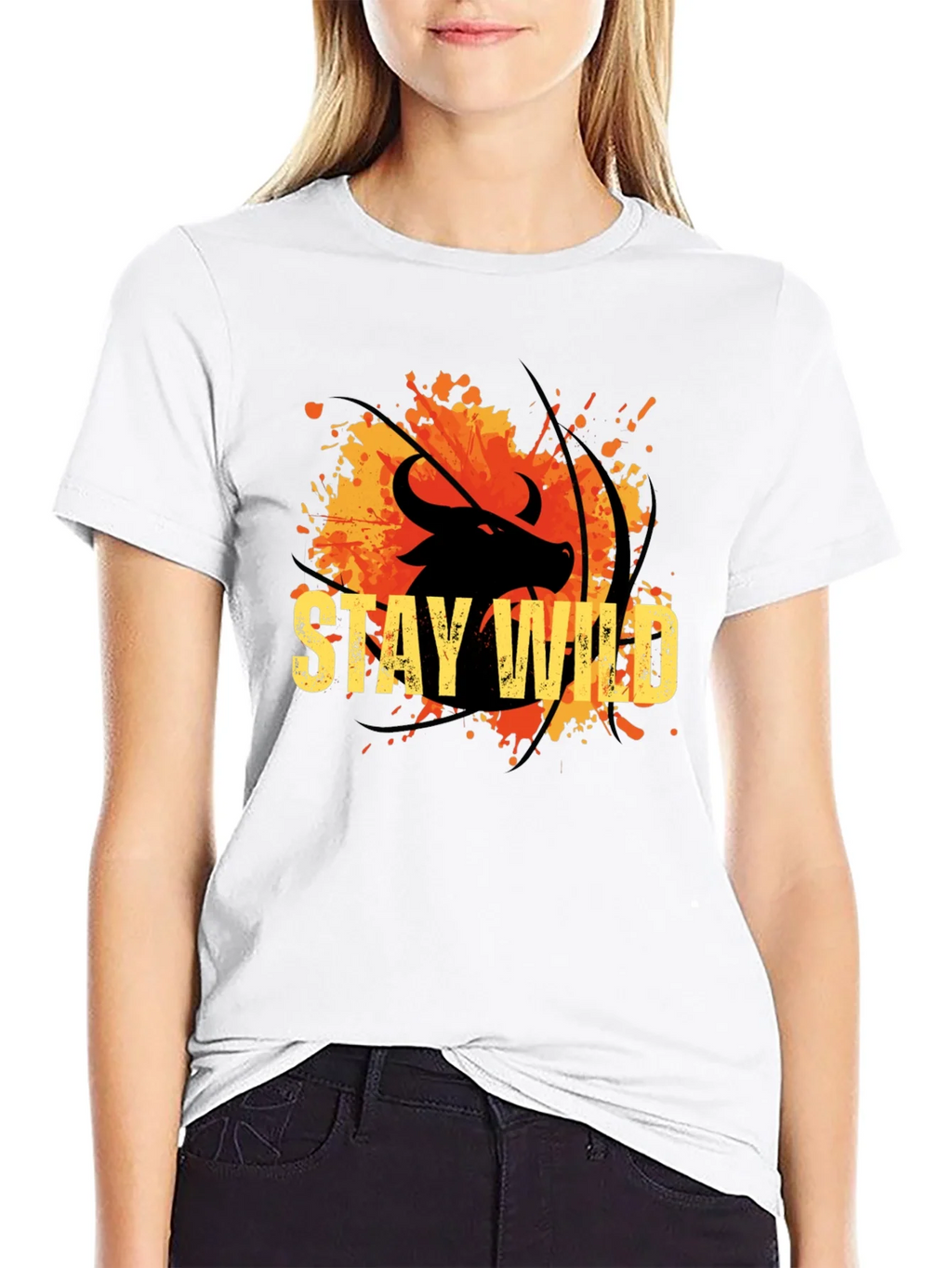 Stay Wild Buffalo Graphic Tee - Black Cotton T-Shirt product image 8