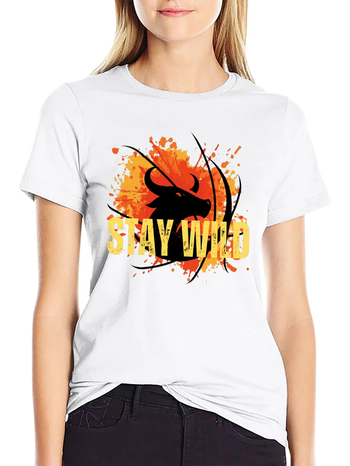 Stay Wild Buffalo Graphic Tee - Black Cotton T-Shirt product image 8