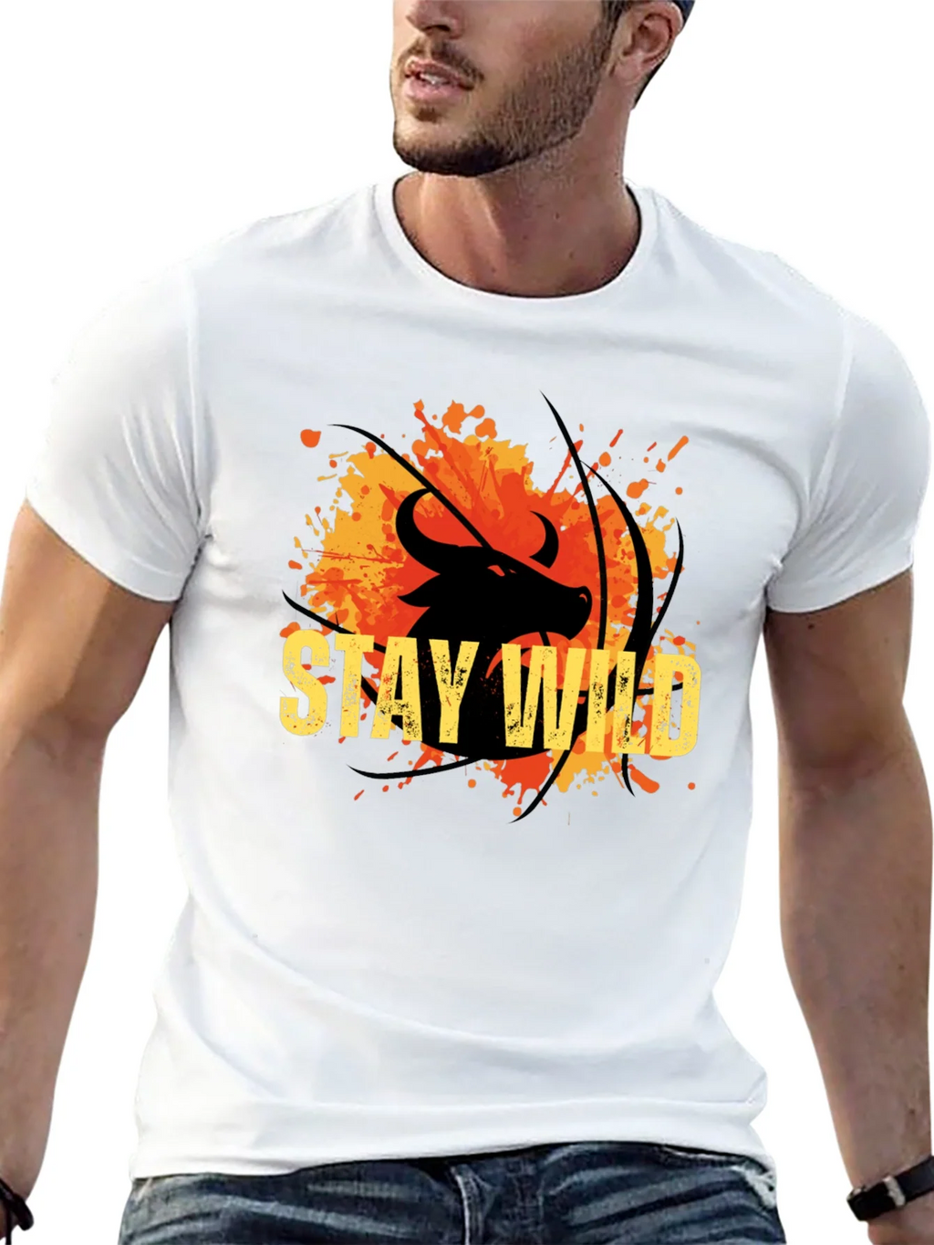Stay Wild Buffalo Graphic Tee - Black Cotton T-Shirt product image 11