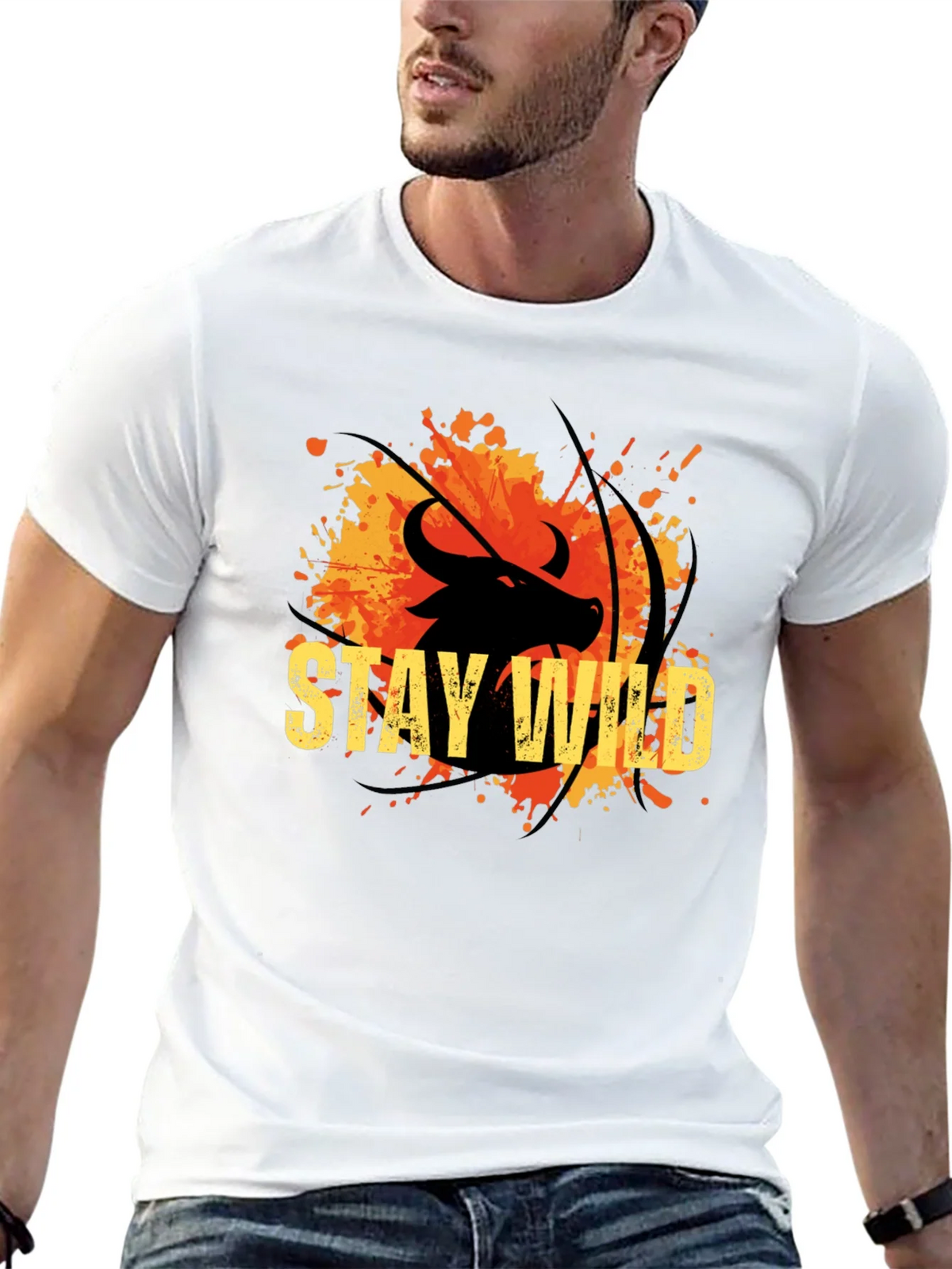 Stay Wild Buffalo Graphic Tee - Black Cotton T-Shirt product image 11