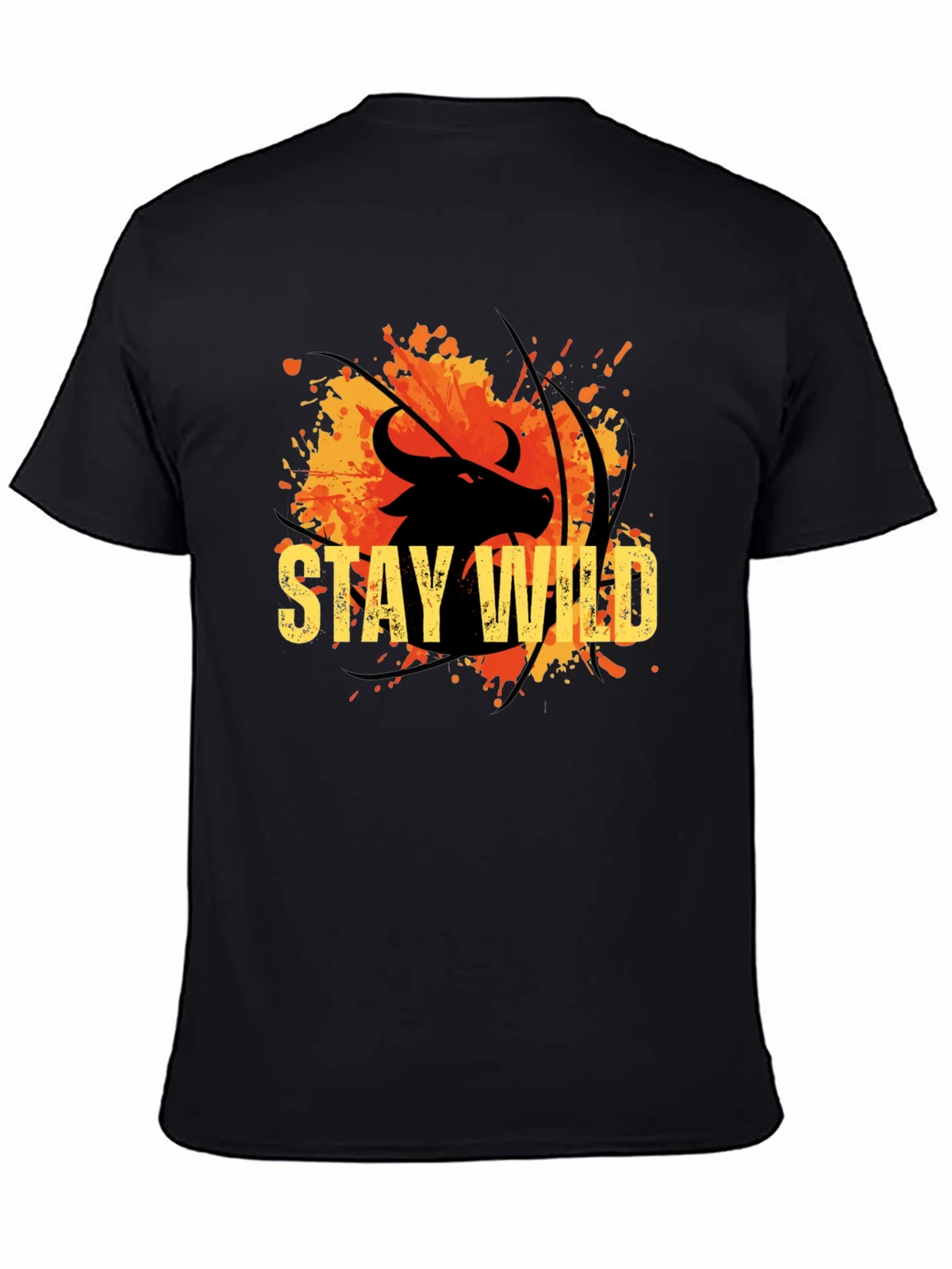 Stay Wild Buffalo Graphic Tee - Black Cotton T-Shirt product image 4