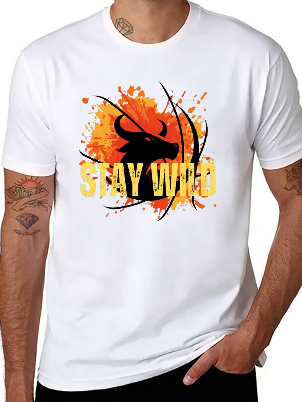 Stay Wild Buffalo Graphic Tee - Black Cotton T-Shirt product image 7