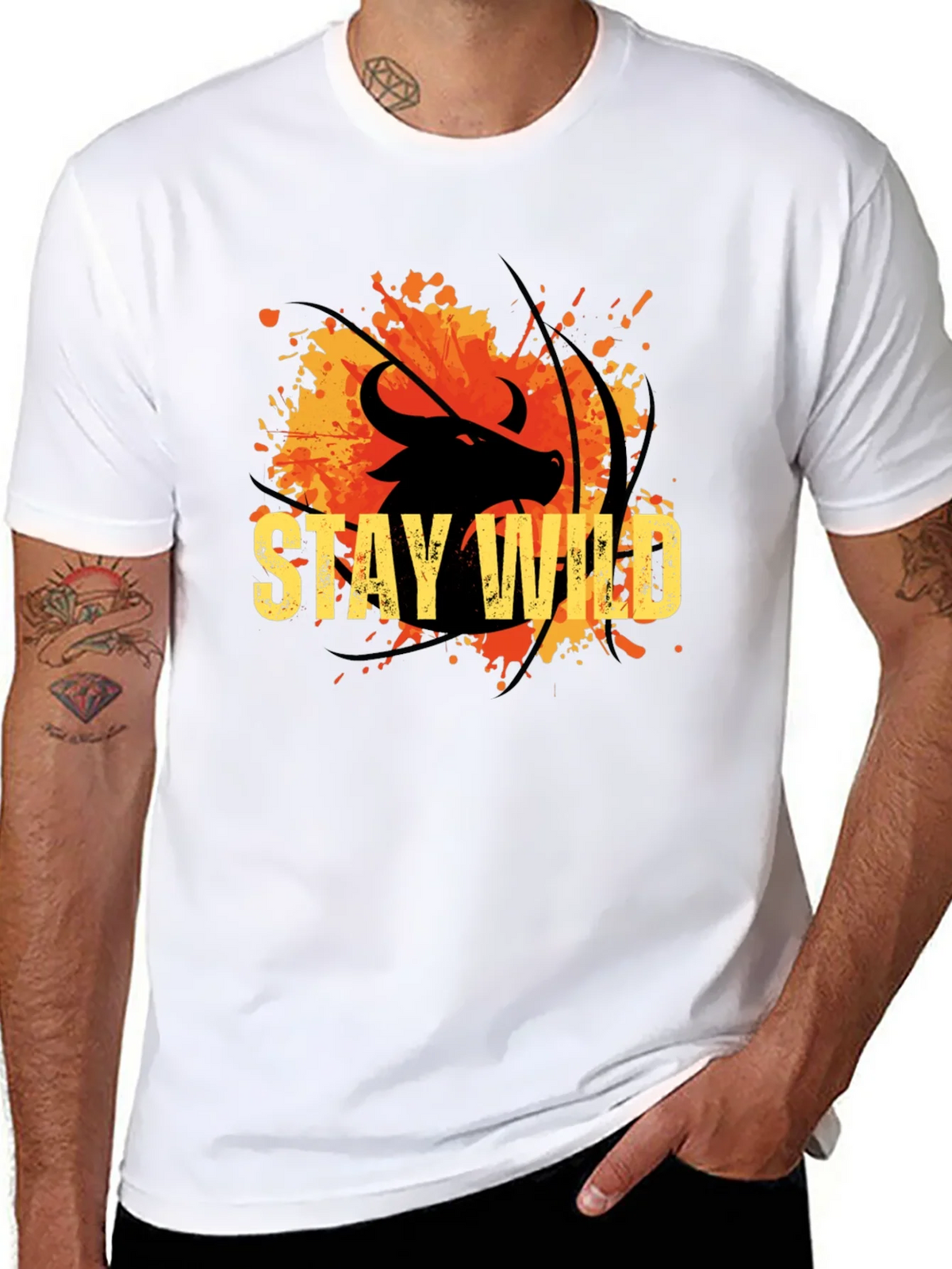 Stay Wild Buffalo Graphic Tee - Black Cotton T-Shirt product image 7
