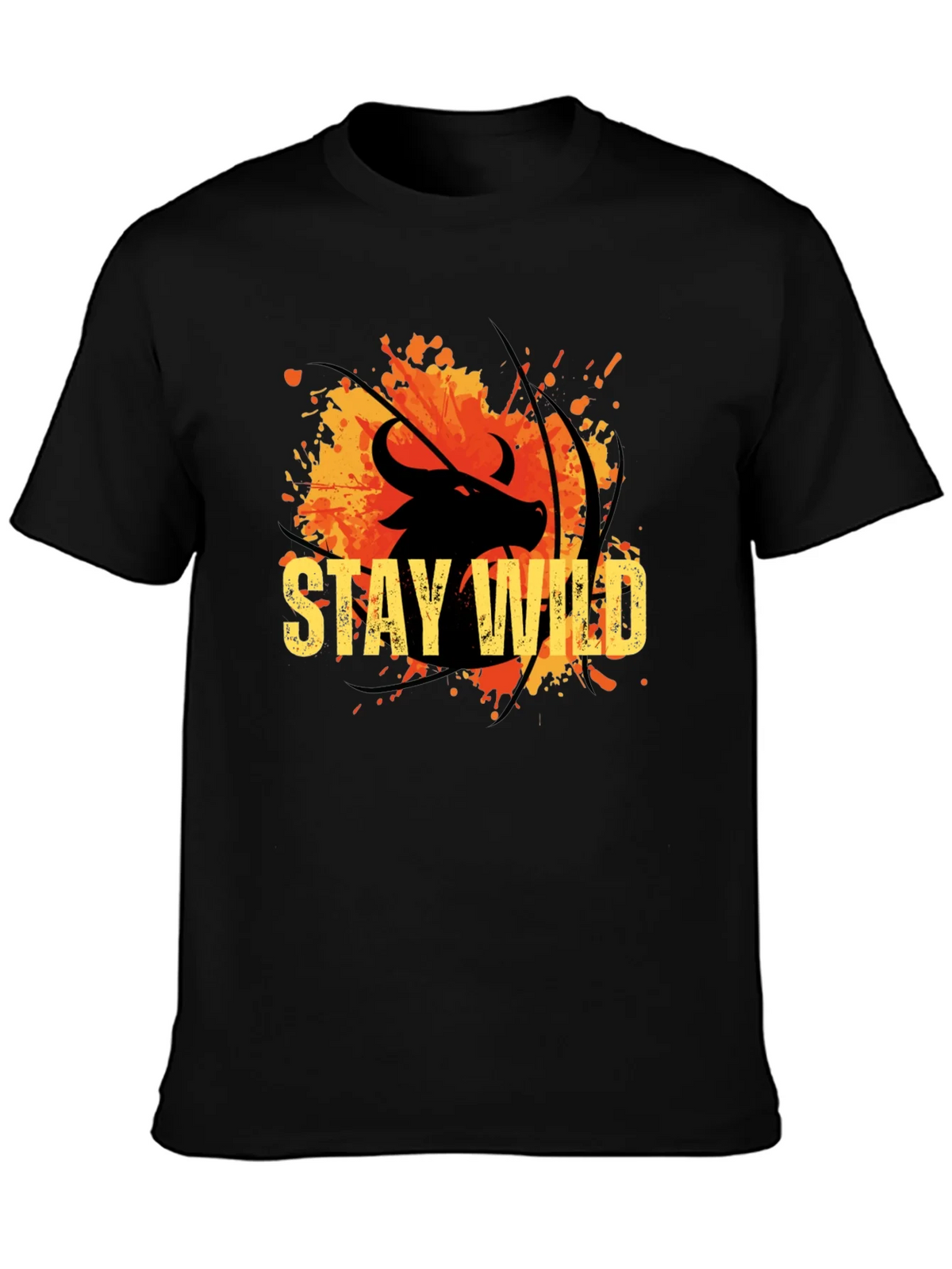 Stay Wild Buffalo Graphic Tee - Black Cotton T-Shirt product image 3