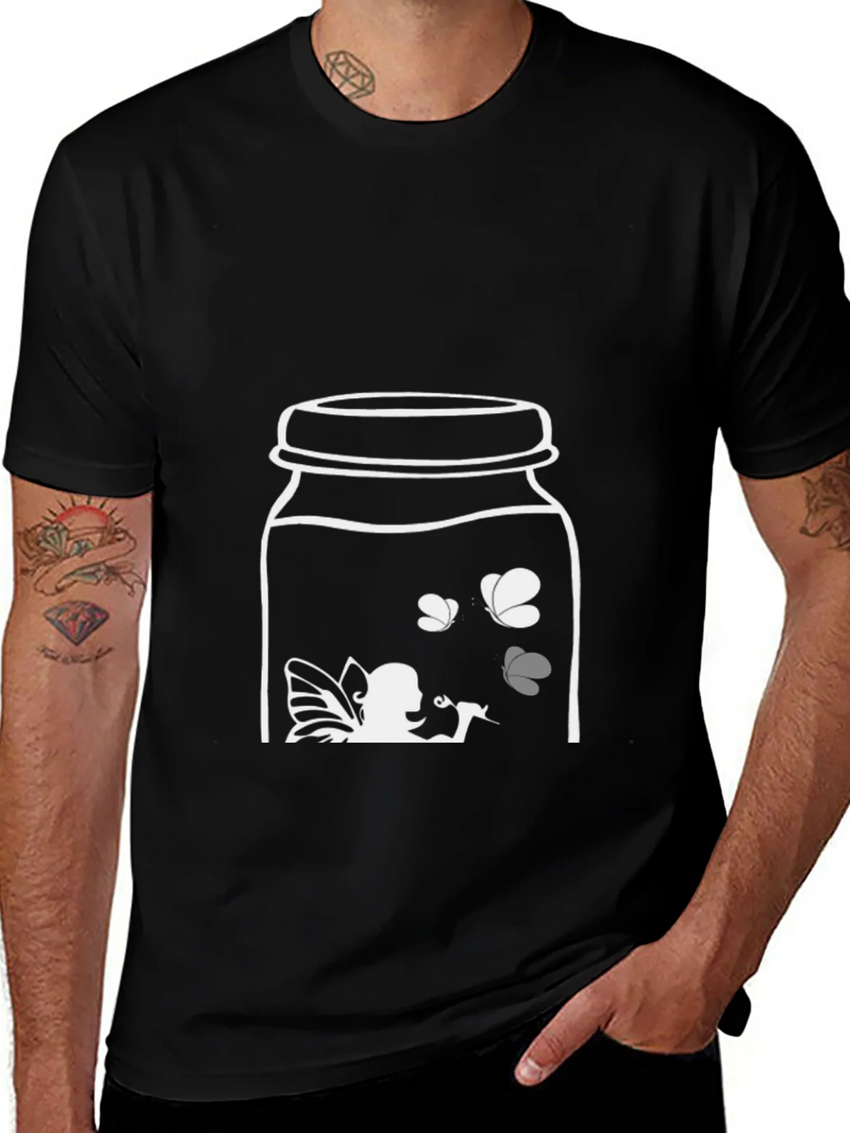 Fairy in a Jar Graphic Tee - Unique Black T-Shirt product image 1