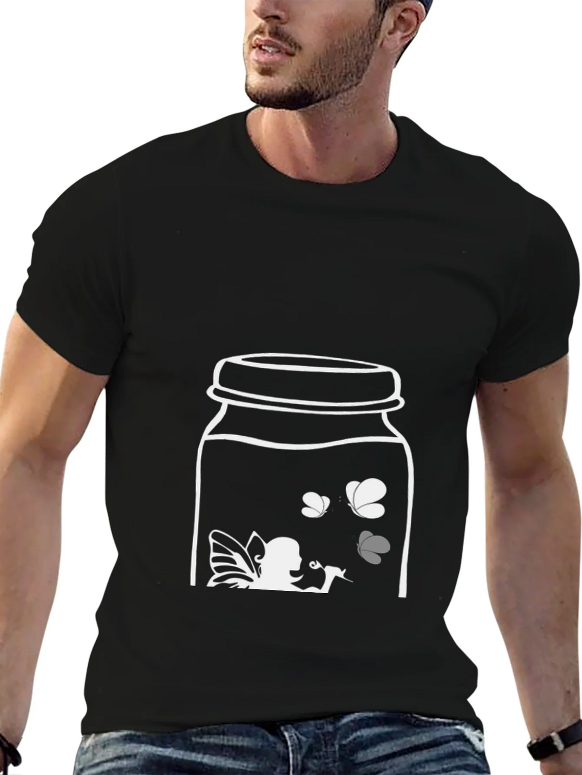 Fairy in a Jar Graphic Tee - Unique Black T-Shirt product image 6