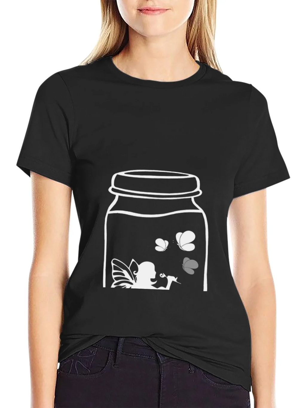 Fairy in a Jar Graphic Tee - Unique Black T-Shirt product image 2