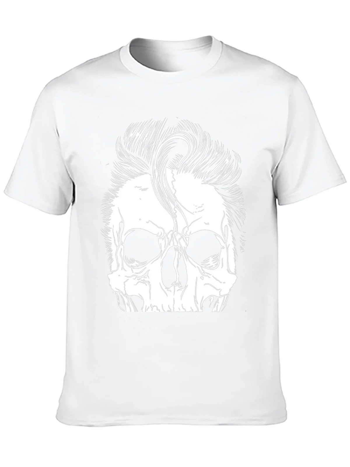 Skull with Hairstyle Graphic Print T-Shirt product image 6