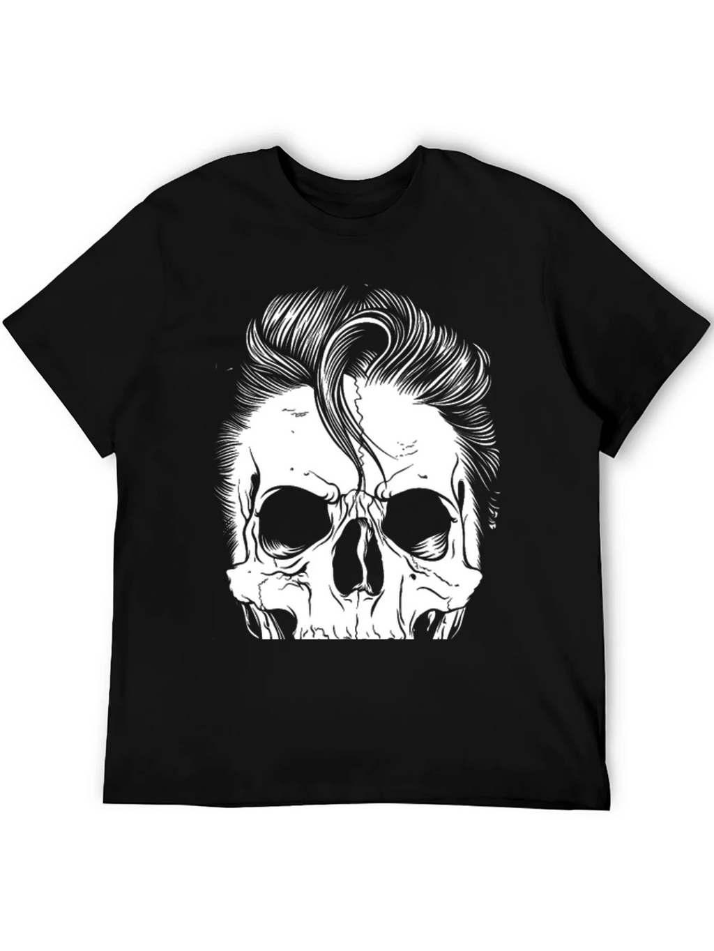 Skull with Hairstyle Graphic Print T-Shirt product image 4