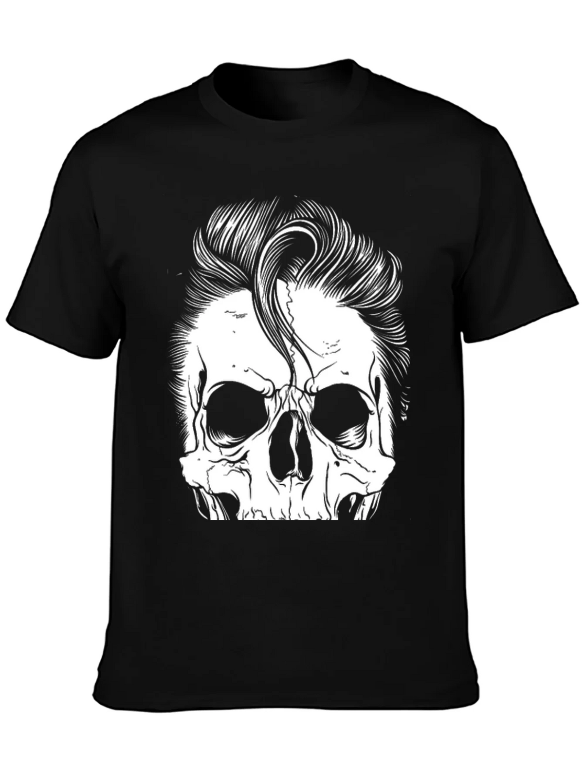 Skull with Hairstyle Graphic Print T-Shirt product image 2