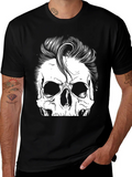 Skull with Hairstyle Graphic Print T-Shirt product image 1