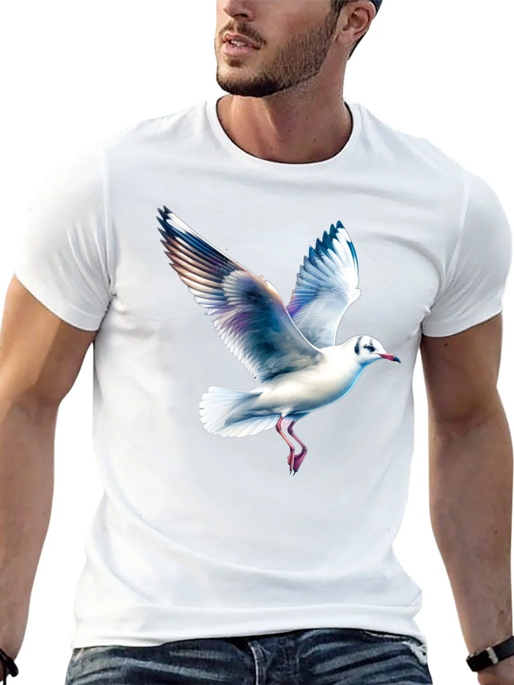 Black T-Shirt with Seagull Print product image 9