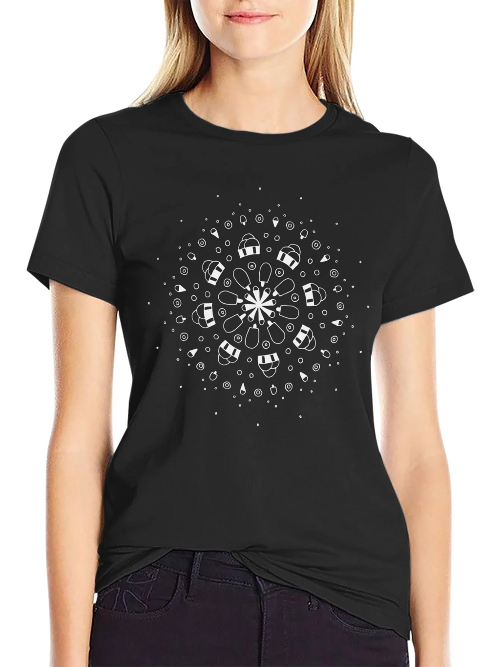 Modern Mandala Graphic Tee - Black Cotton Comfort product image 2