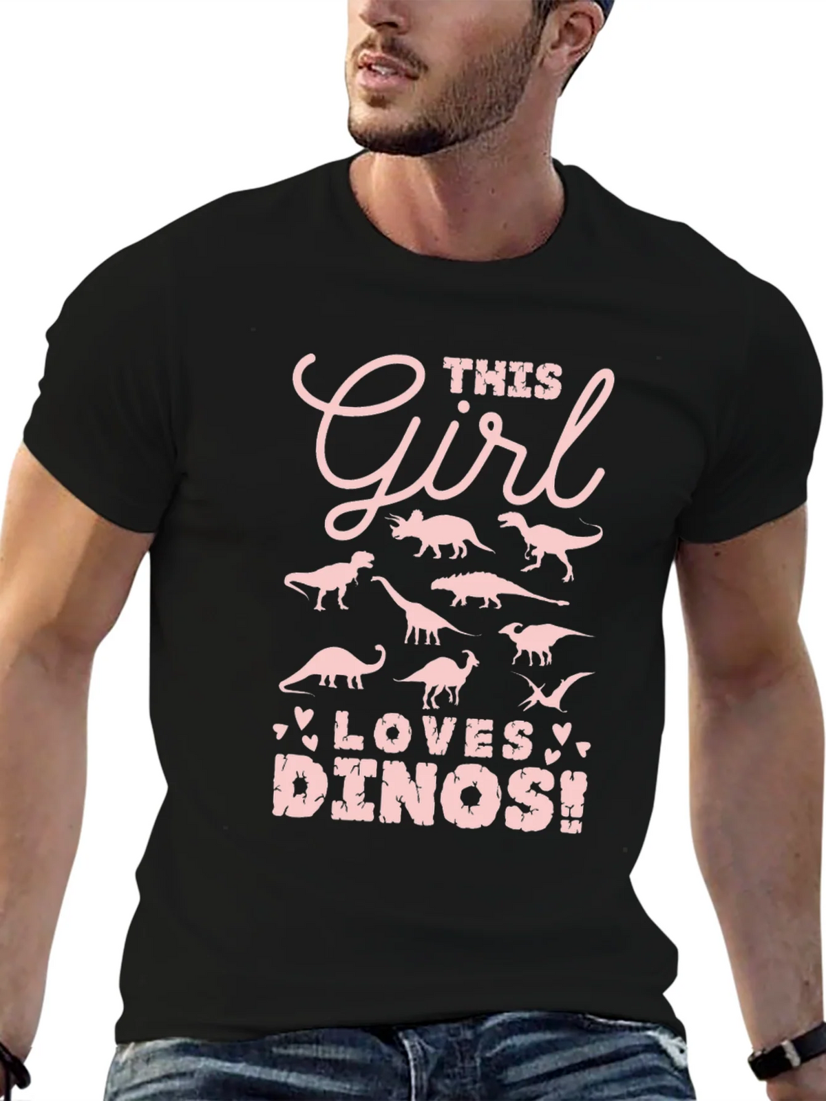 Girl Loves Dinos T-Shirt - Black product image 4