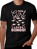Girl Loves Dinos T-Shirt - Black product image 1