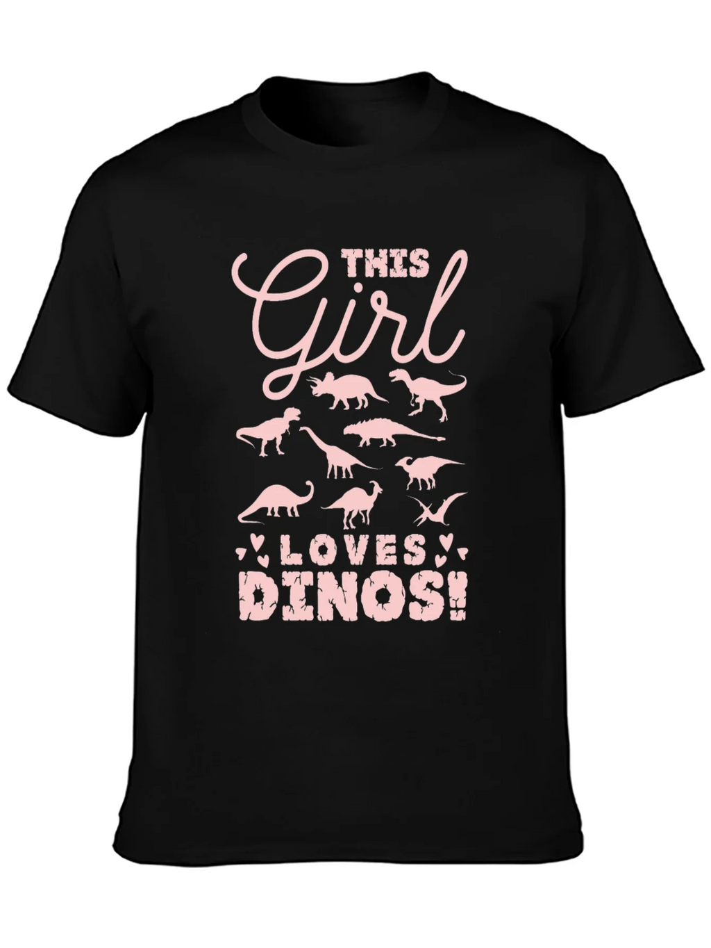 Girl Loves Dinos T-Shirt - Black product image 3