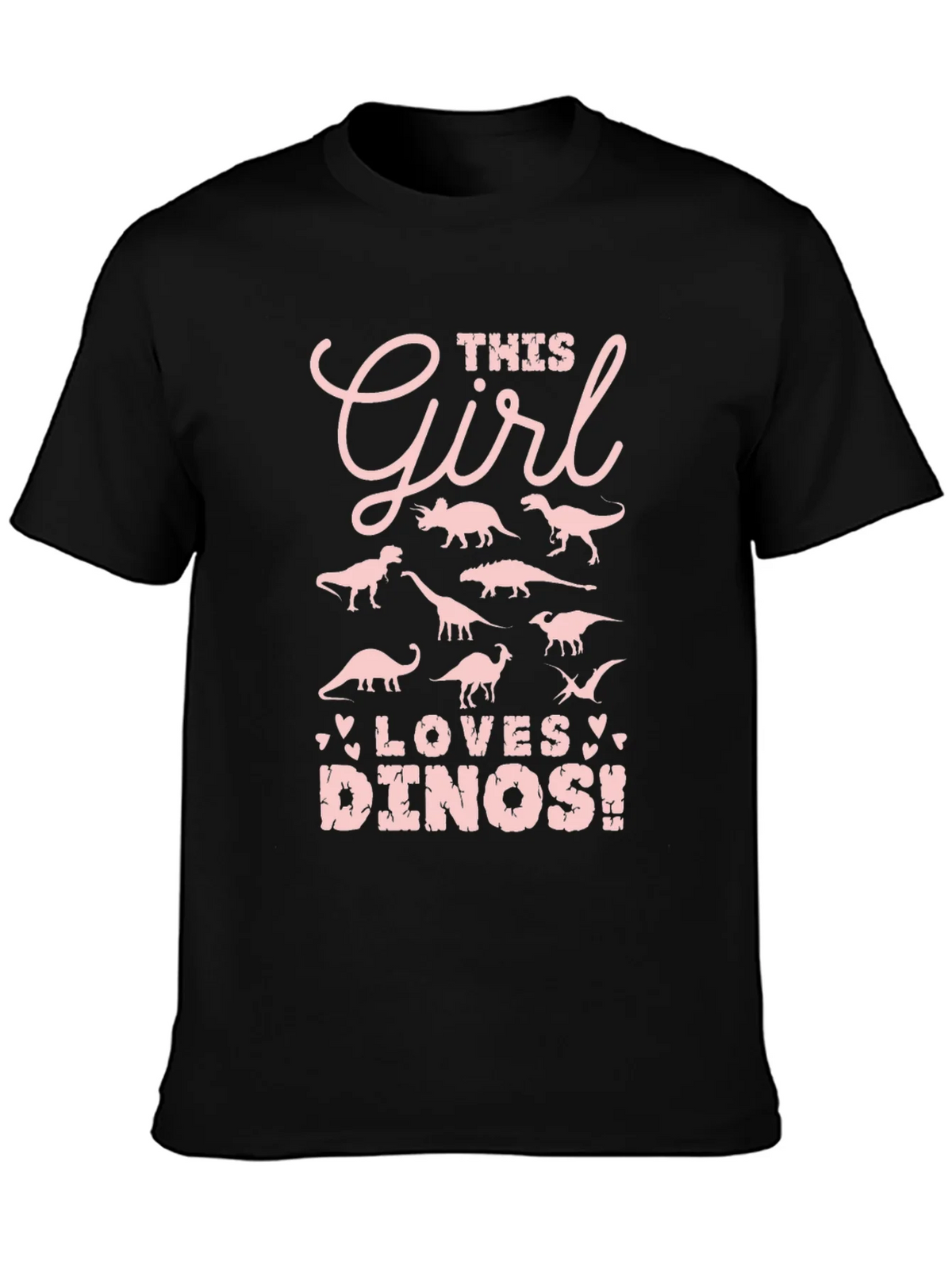 Girl Loves Dinos T-Shirt - Black product image 3