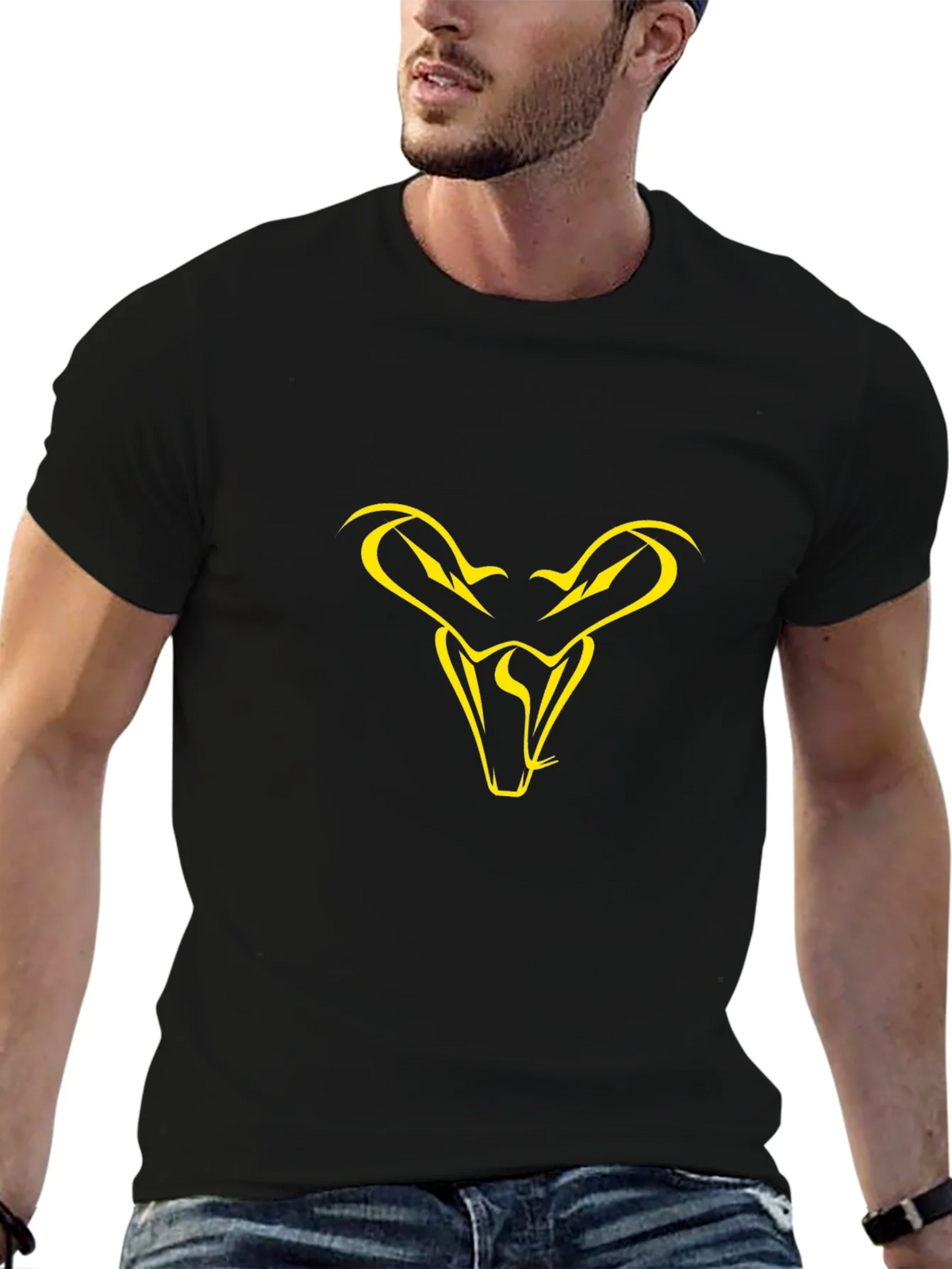 Black T-Shirt with Yellow Snake Head Graphic product image 6