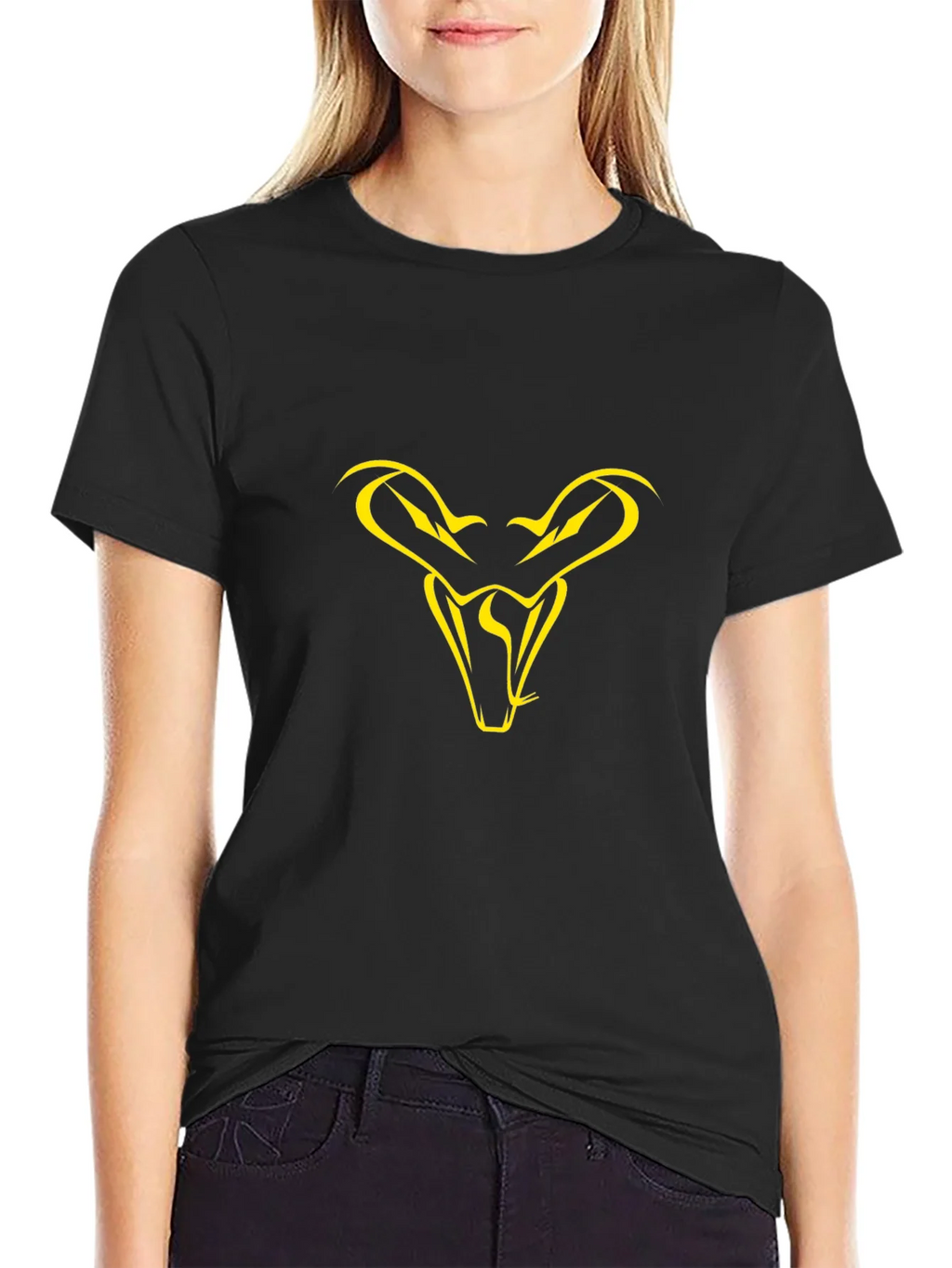Black T-Shirt with Yellow Snake Head Graphic product image 2