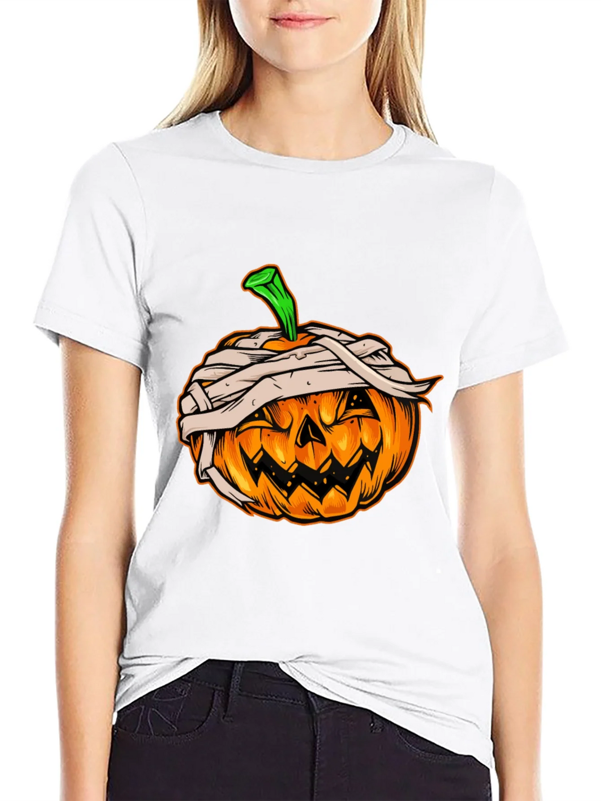 Halloween Pumpkin Mummy Graphic Tee product image 7