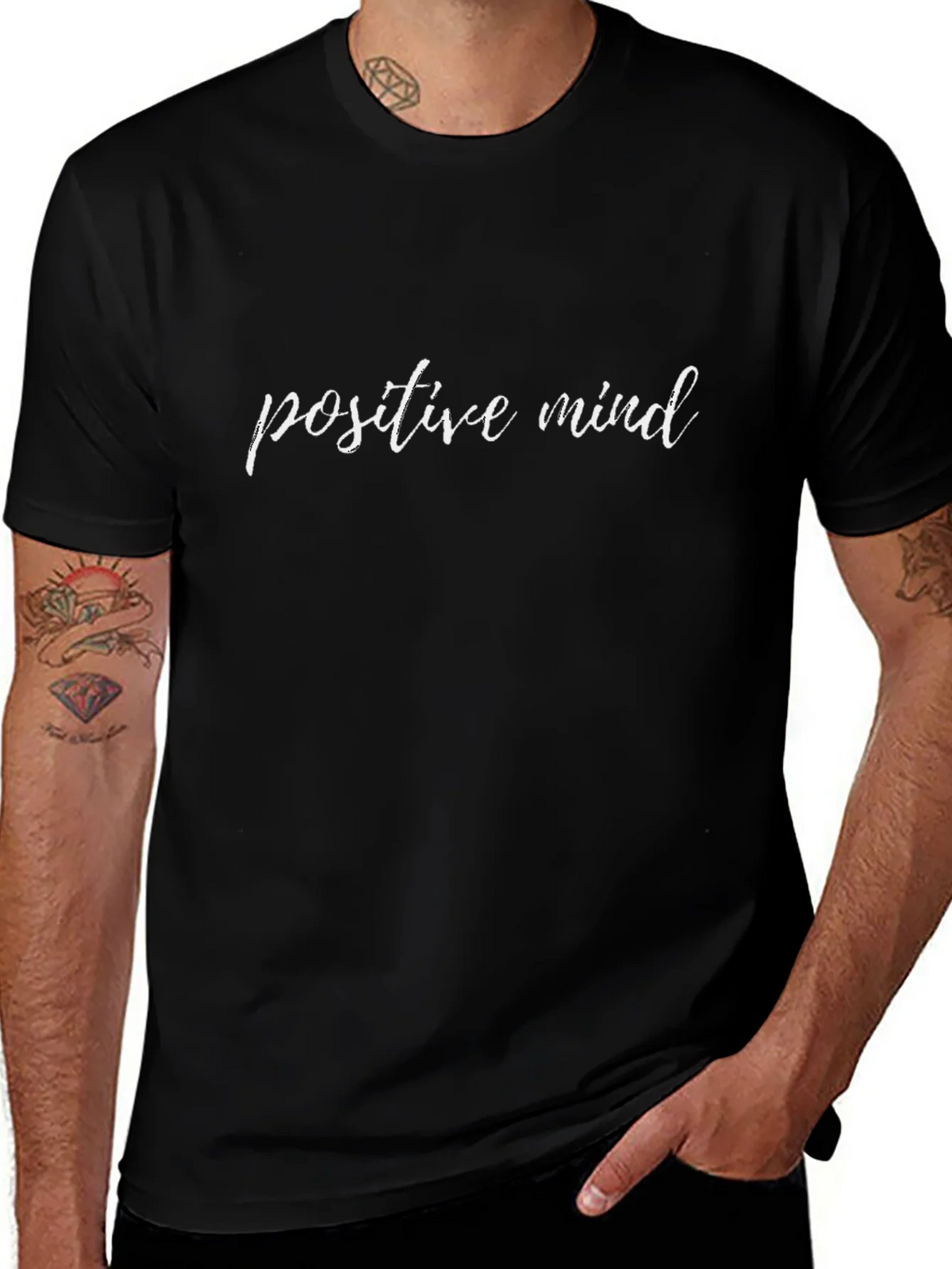 Positive Mind Graphic Tee - Black Cotton T-Shirt product image 1