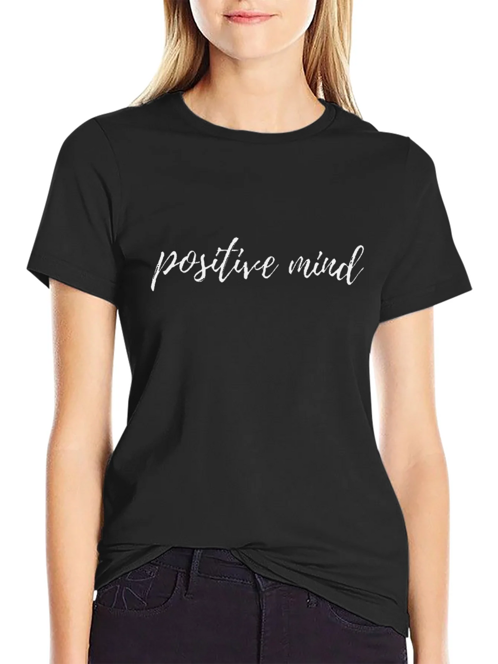 Positive Mind Graphic Tee - Black Cotton T-Shirt product image 2