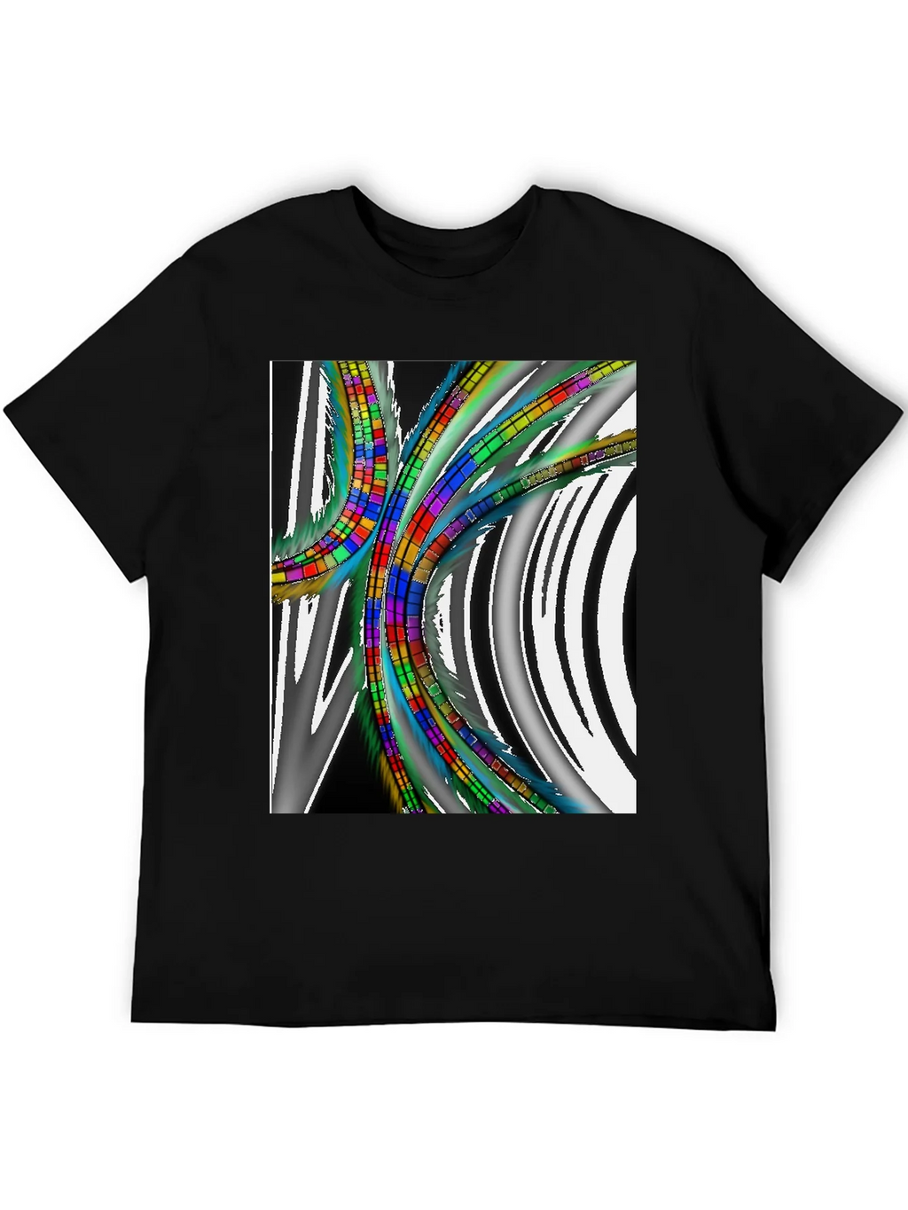 Abstract Geometric Pattern T-Shirt - Black product image 3