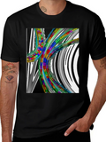 Abstract Geometric Pattern T-Shirt - Black product image 1