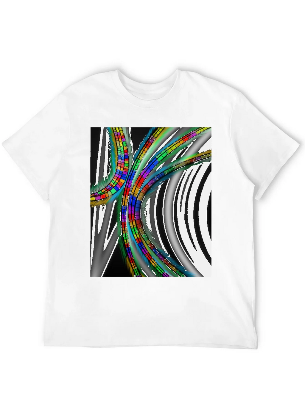 Abstract Geometric Pattern T-Shirt - Black product image 8