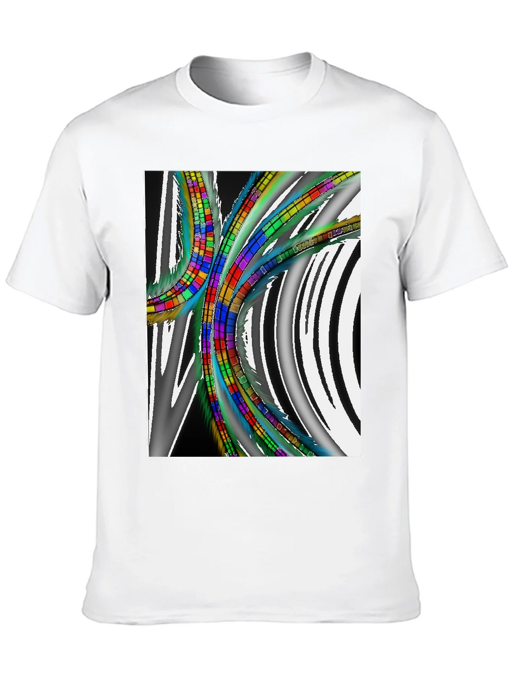 Abstract Geometric Pattern T-Shirt - Black product image 6