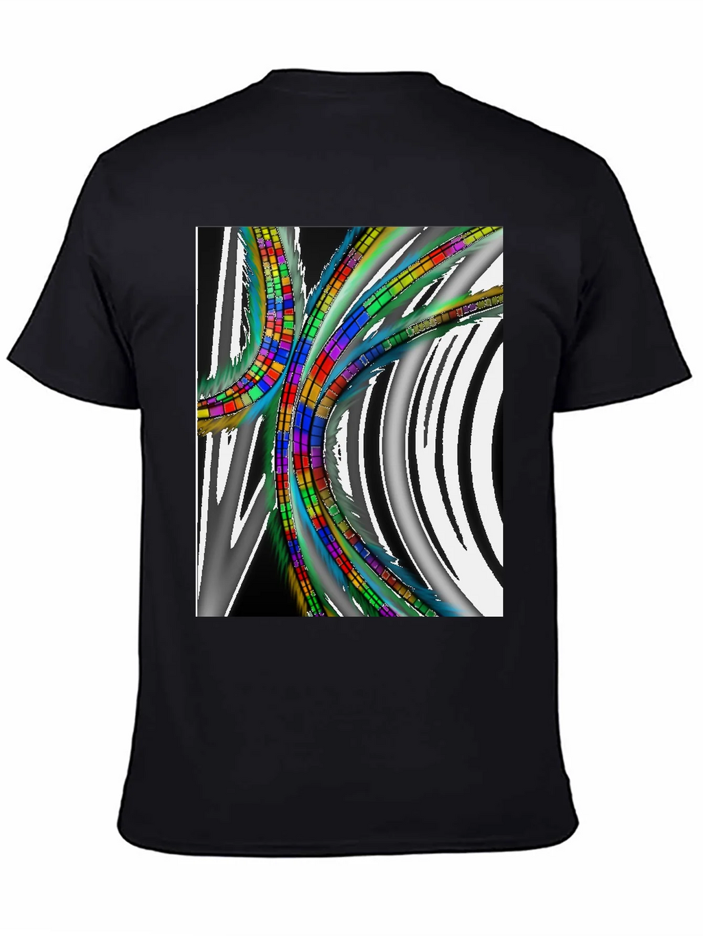 Abstract Geometric Pattern T-Shirt - Black product image 2