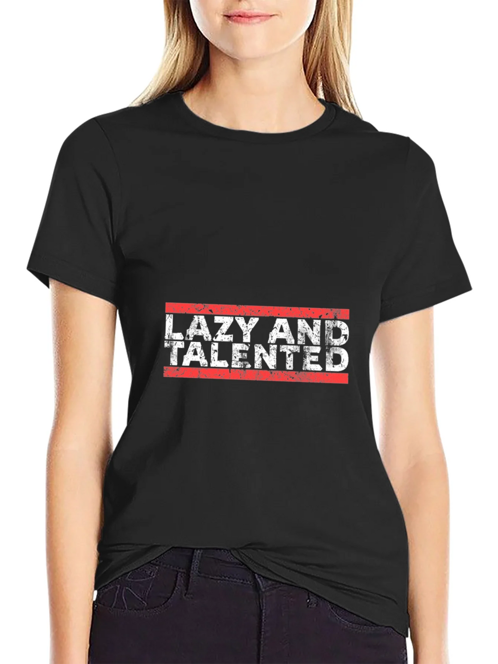 Lazy and Talented Black Graphic T-Shirt product image 2