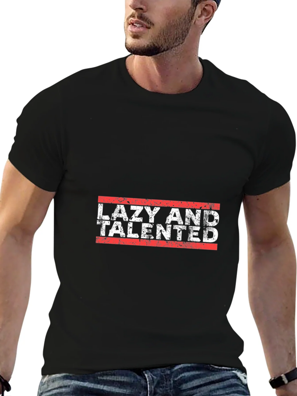 Lazy and Talented Black Graphic T-Shirt product image 6