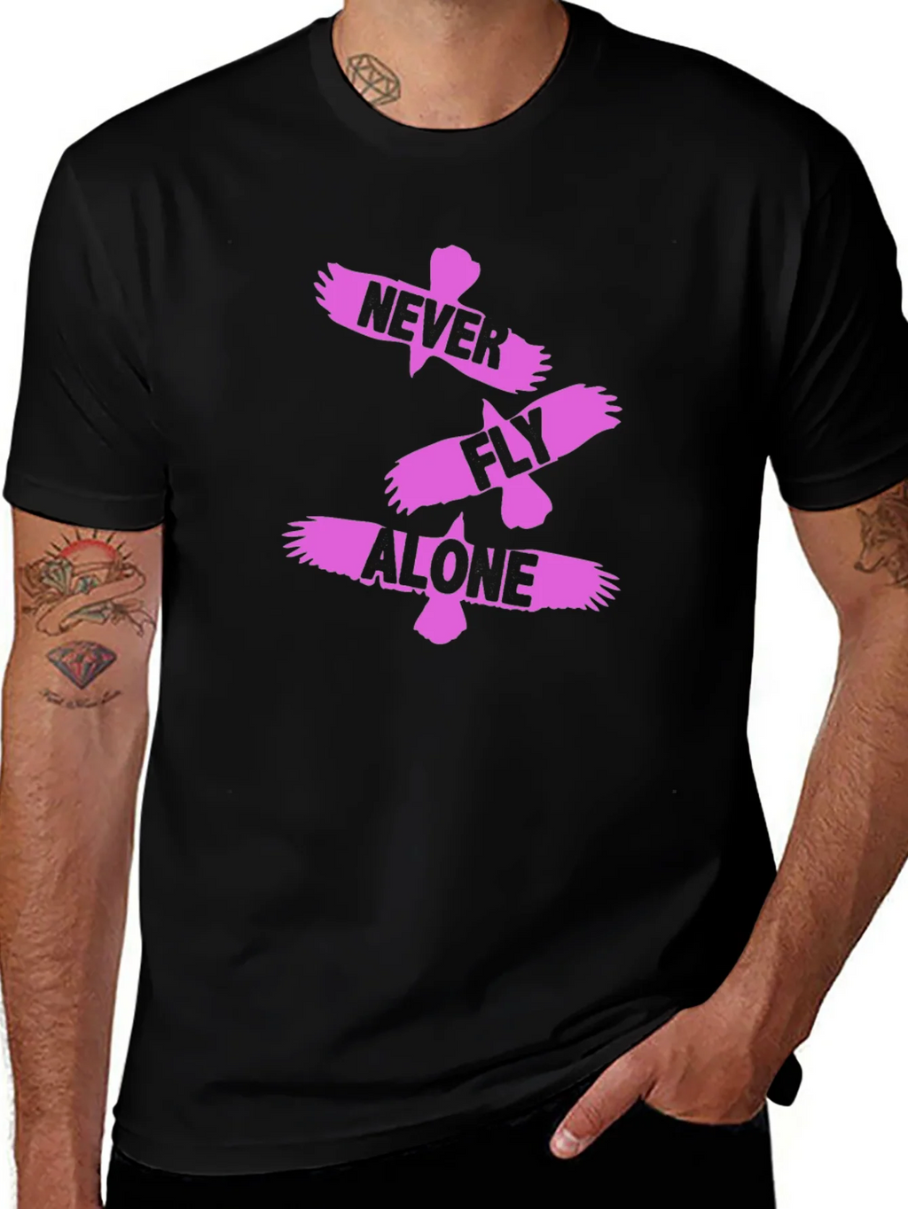 Never Fly Alone Black Graphic Tee product image 1
