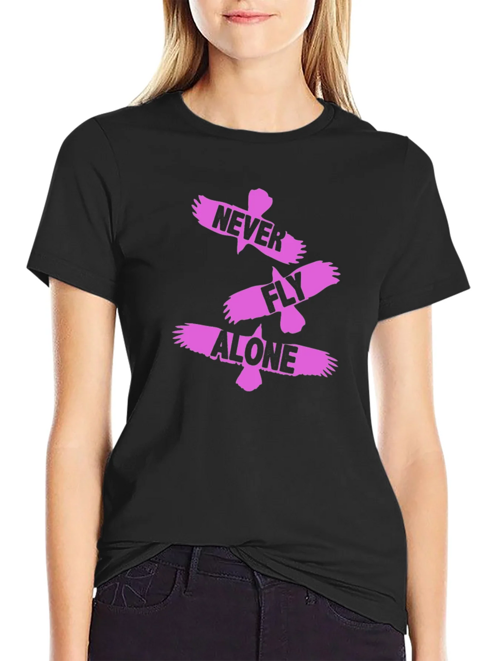 Never Fly Alone Black Graphic Tee product image 2