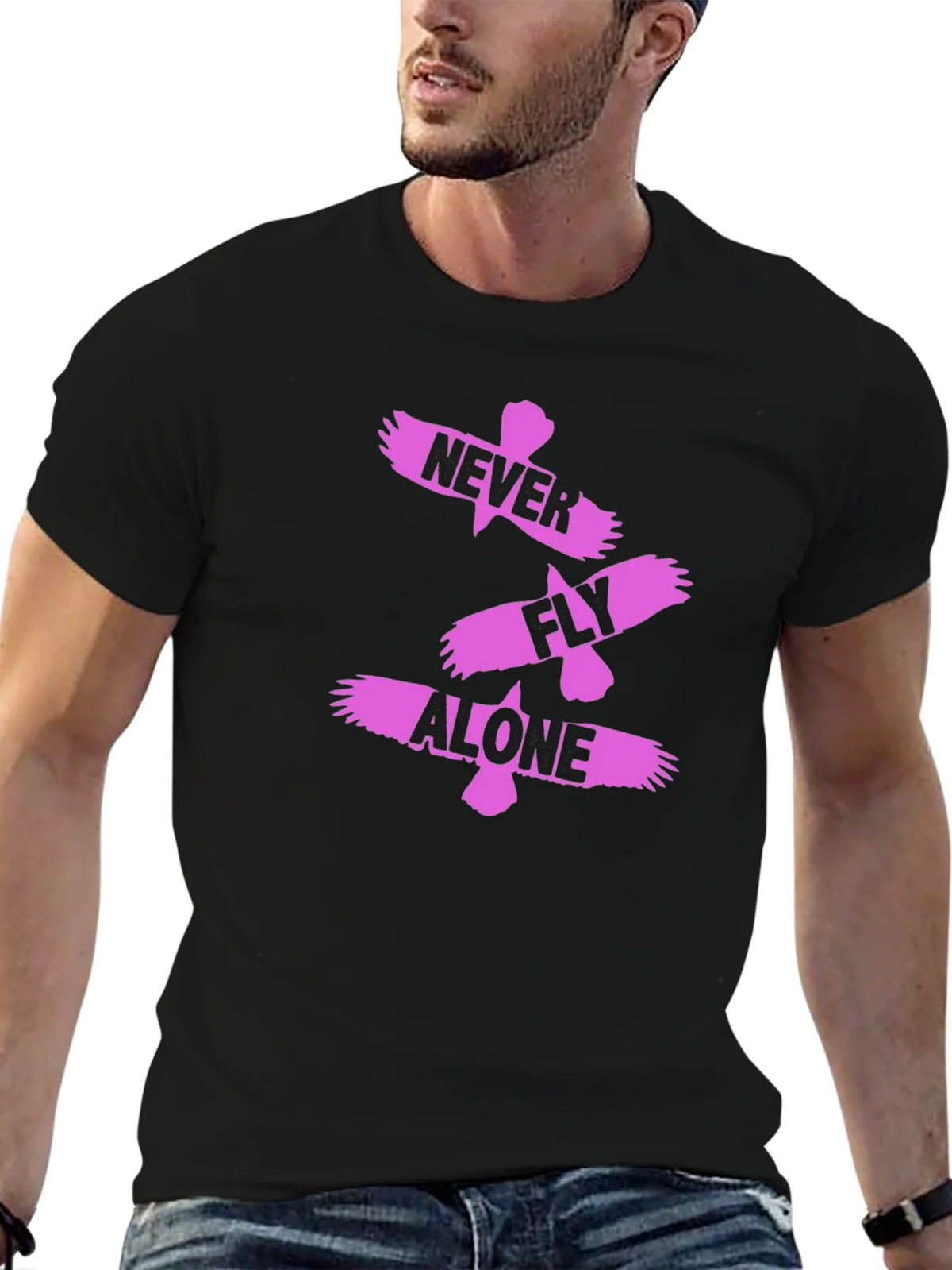 Never Fly Alone Black Graphic Tee product image 5