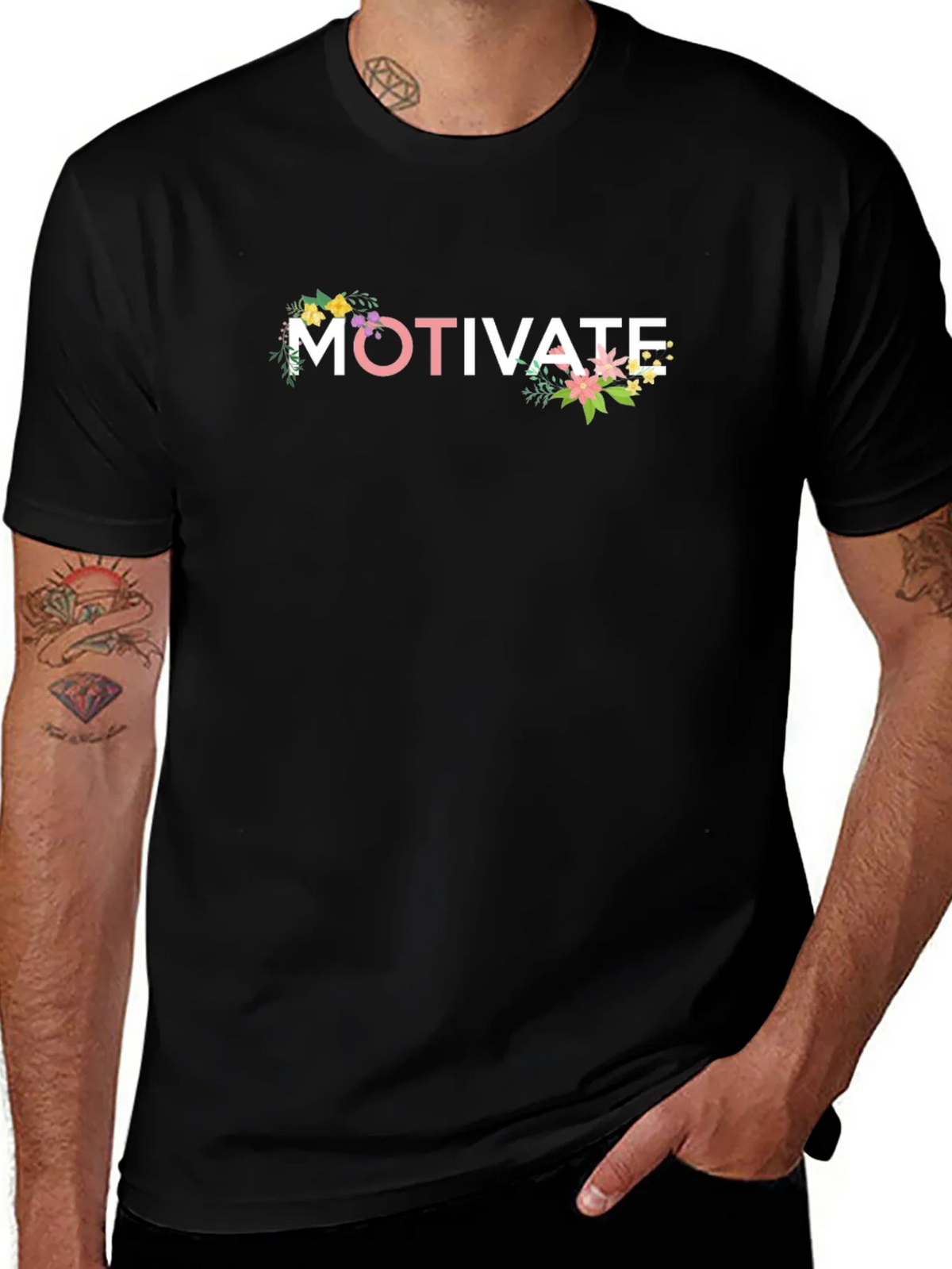 Motivate Floral Graphic T-Shirt - Inspiring Design product image 1