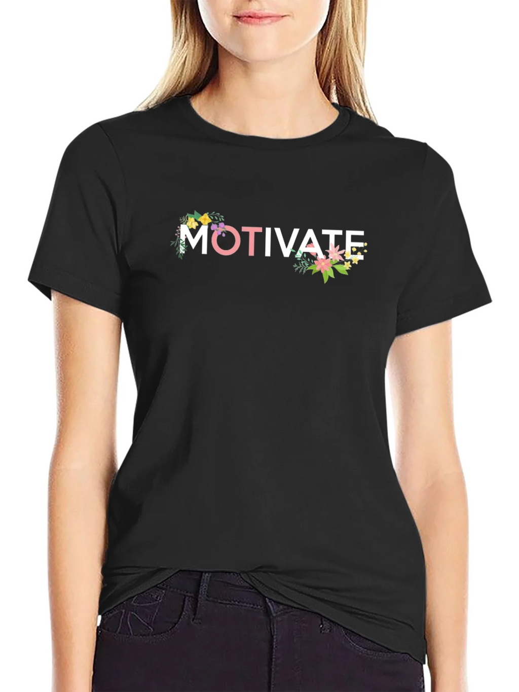 Motivate Floral Graphic T-Shirt - Inspiring Design product image 2