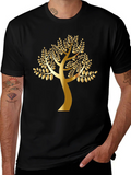 Golden Tree Black T-Shirt - Nature Inspired Design product image 1