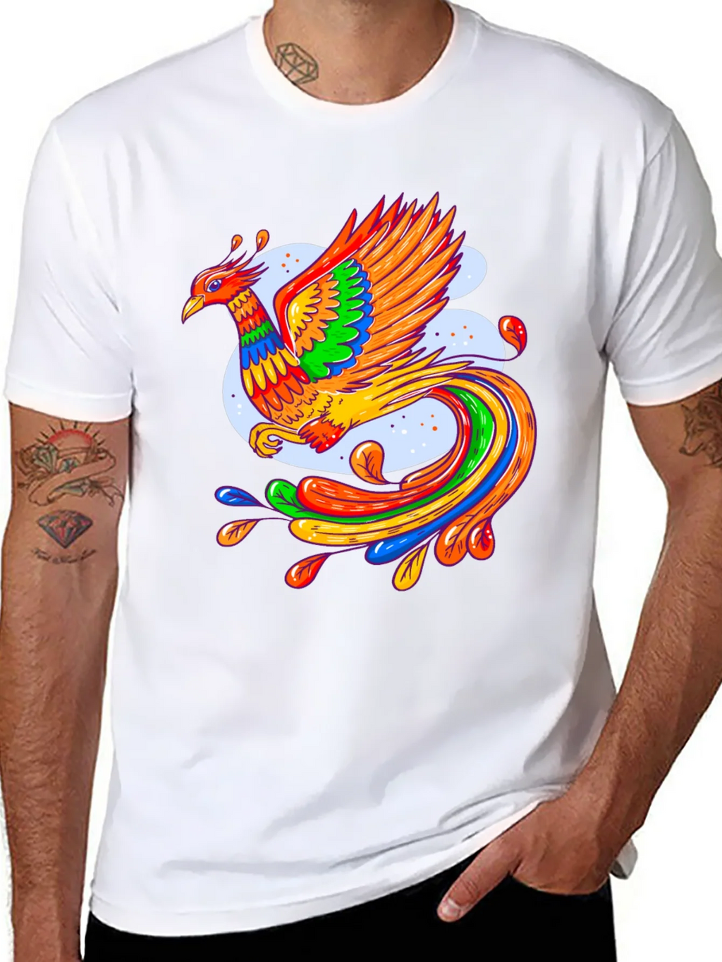Vibrant Phoenix Graphic Black T-Shirt product image 7