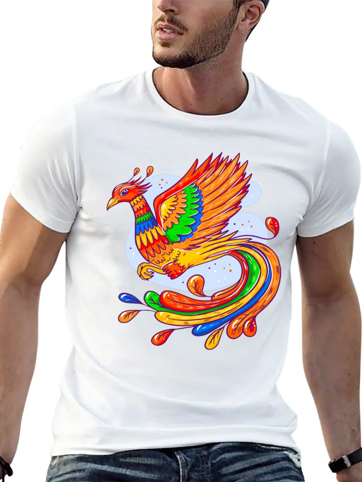 Vibrant Phoenix Graphic Black T-Shirt product image 12