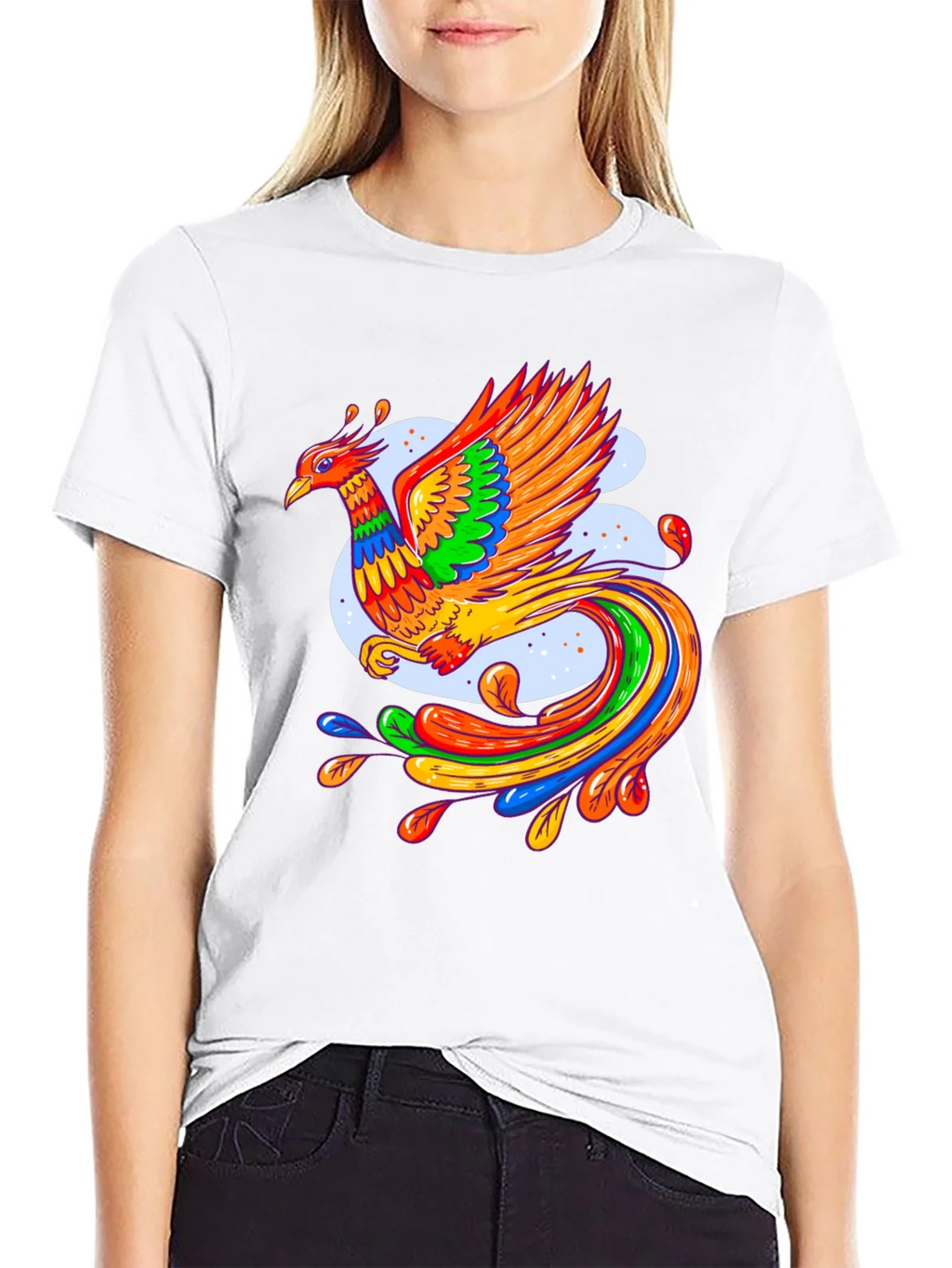Vibrant Phoenix Graphic Black T-Shirt product image 8